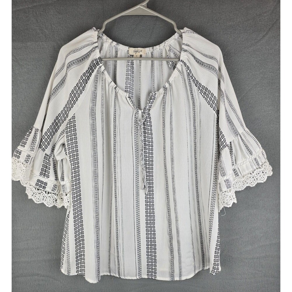 Style & Co‎ Top Women Medium Bell Sleeve Blouse Casual Stretch Knit Boho